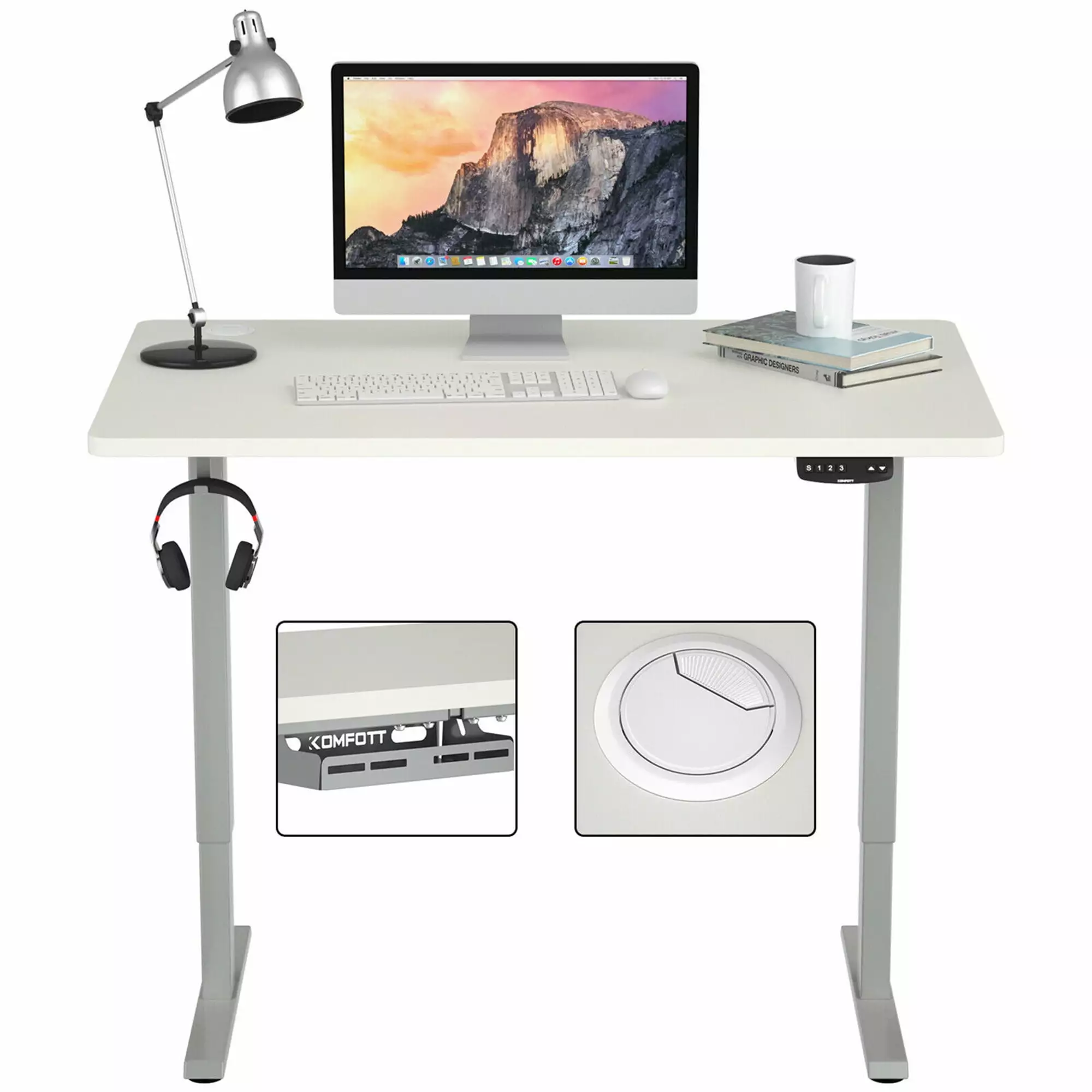 Gymax Height Adjustable Electric Standing Desk Dual Motor - Sit to Stand Desk Gray