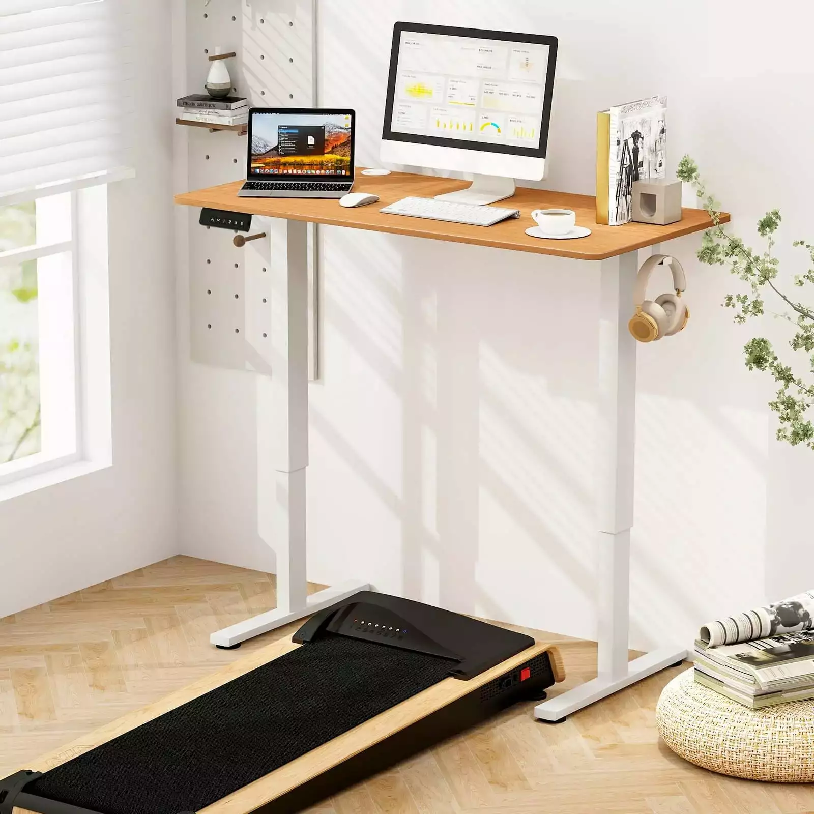 Harmijoy 48x24 Inch Natural Electric Standing Desk 3 Memory Height Settings