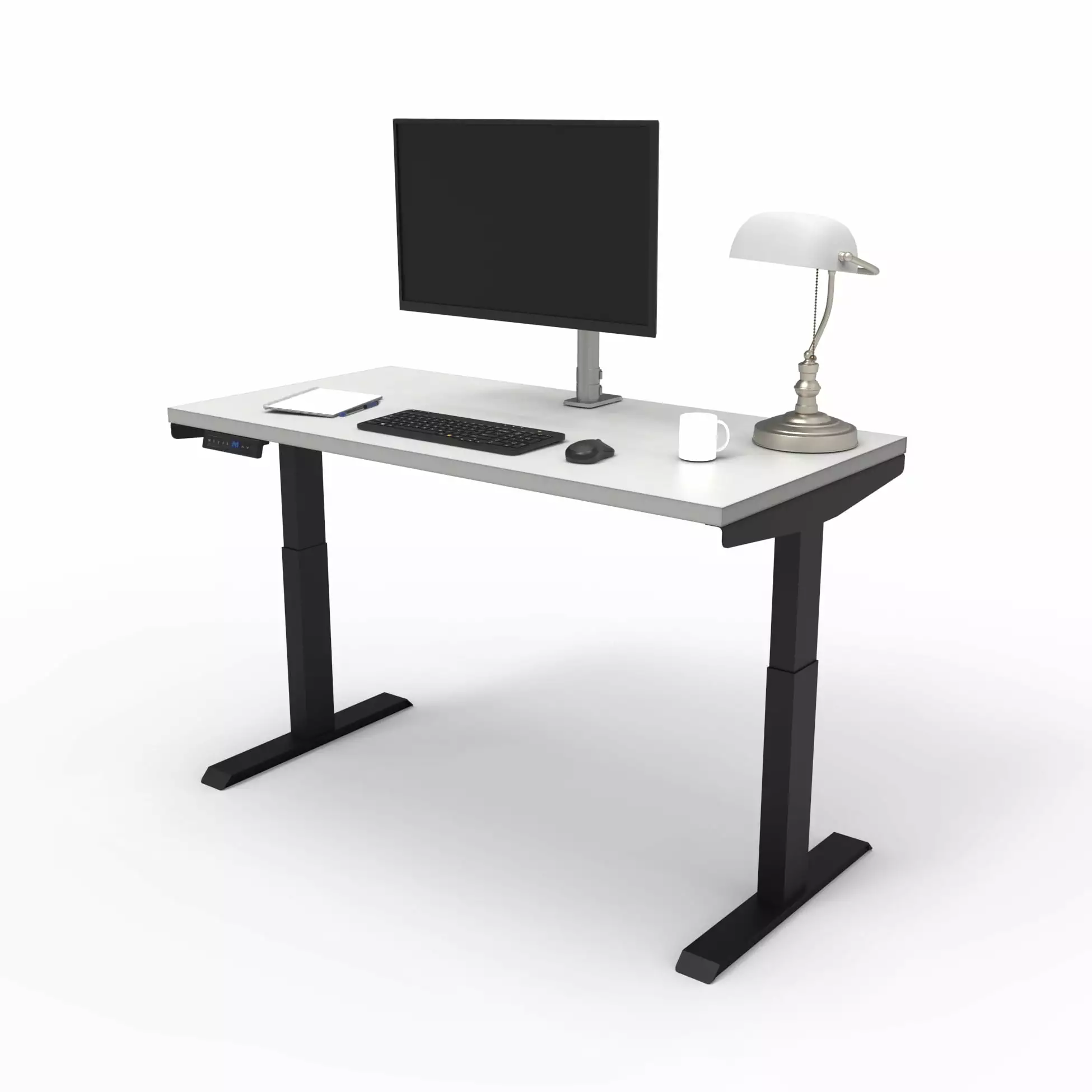 Lift It Dual Motor Electric Height Adjustable Desk 48x24 - Black Frame White Top
