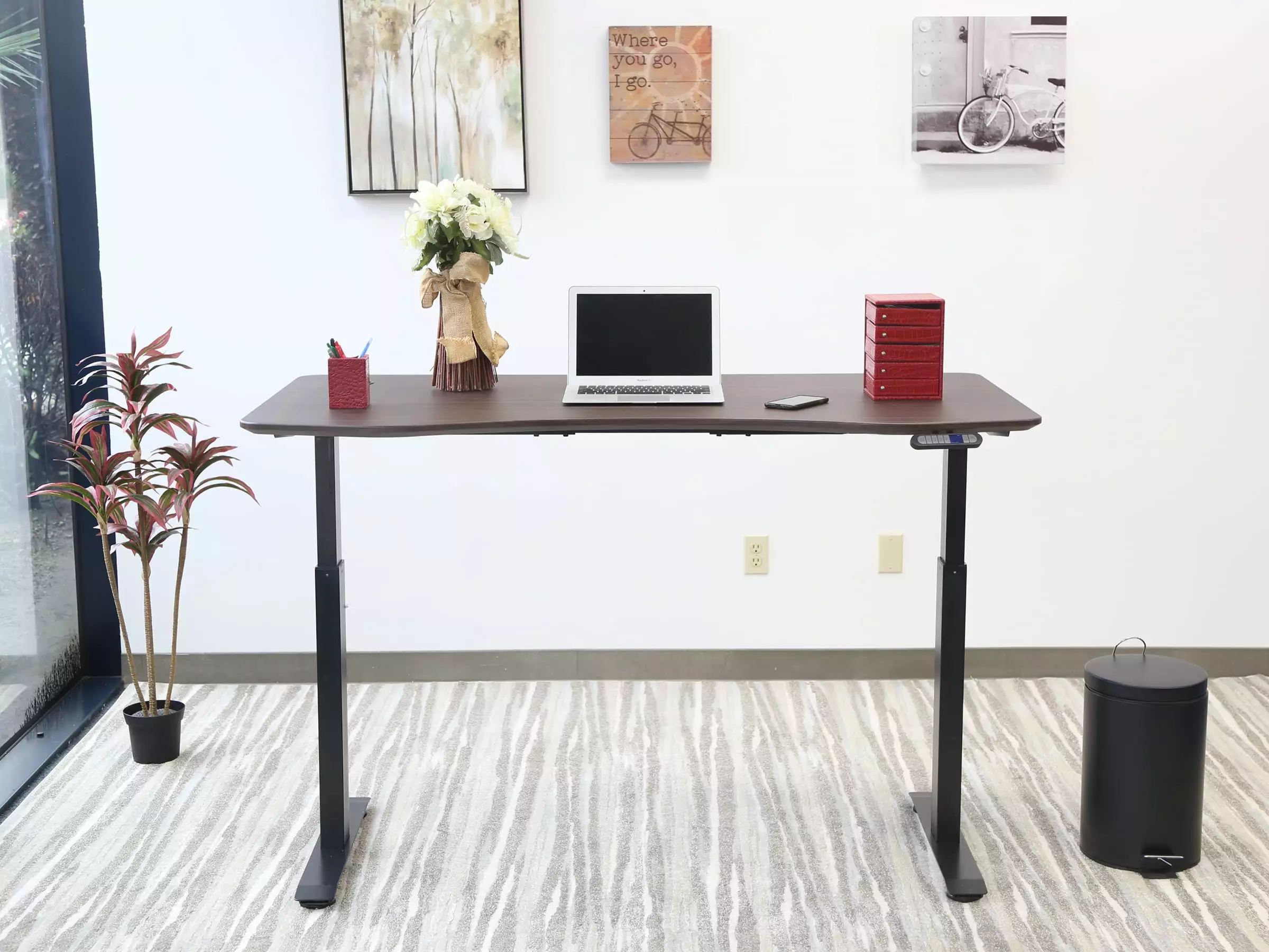 Electric Height Adjustable Desk Manager Style 30x60 American Walnut Motionwise