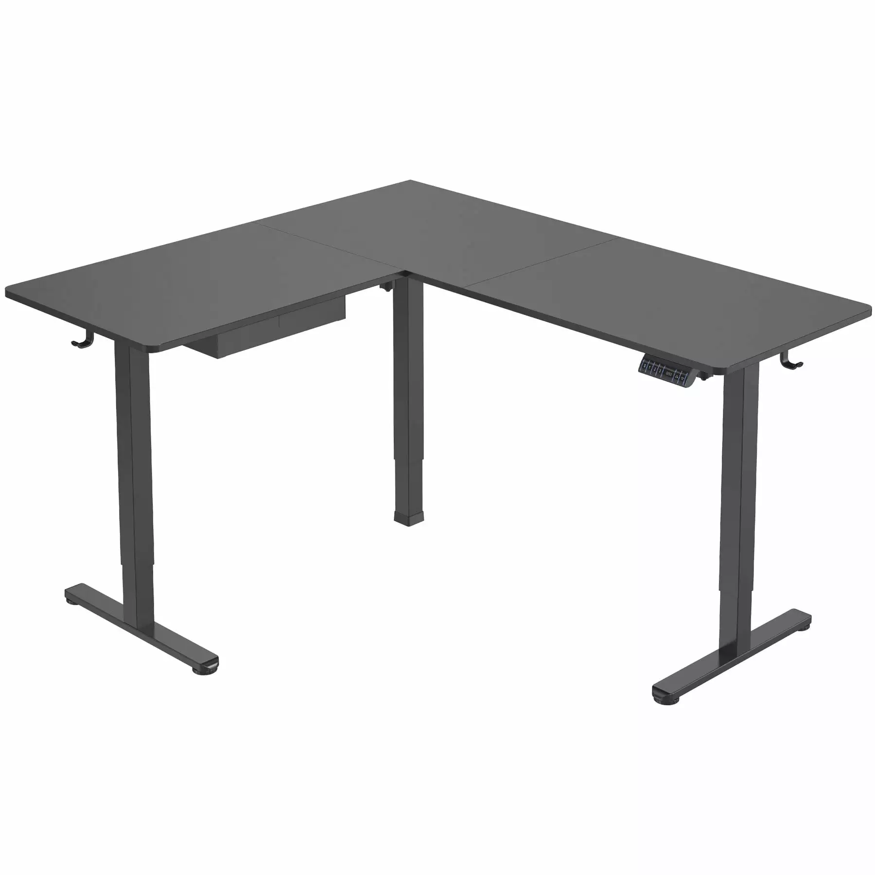 Mount-It! Large Electric Height Adjustable L-Shaped Corner Sit-Stand Desk Ergonomic Office Desk