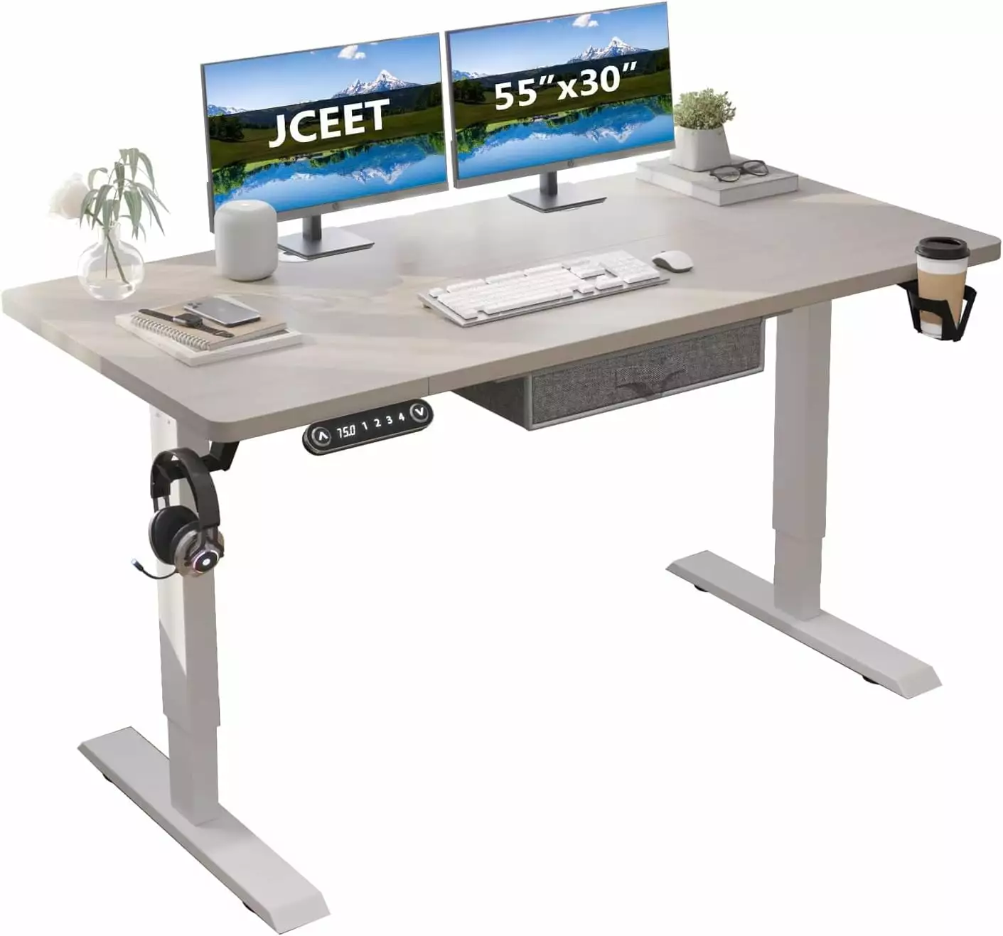 55x30 Inches Electric Standing Desk Drawer Adjustable Height Sit Stand Up Desk Mxtark