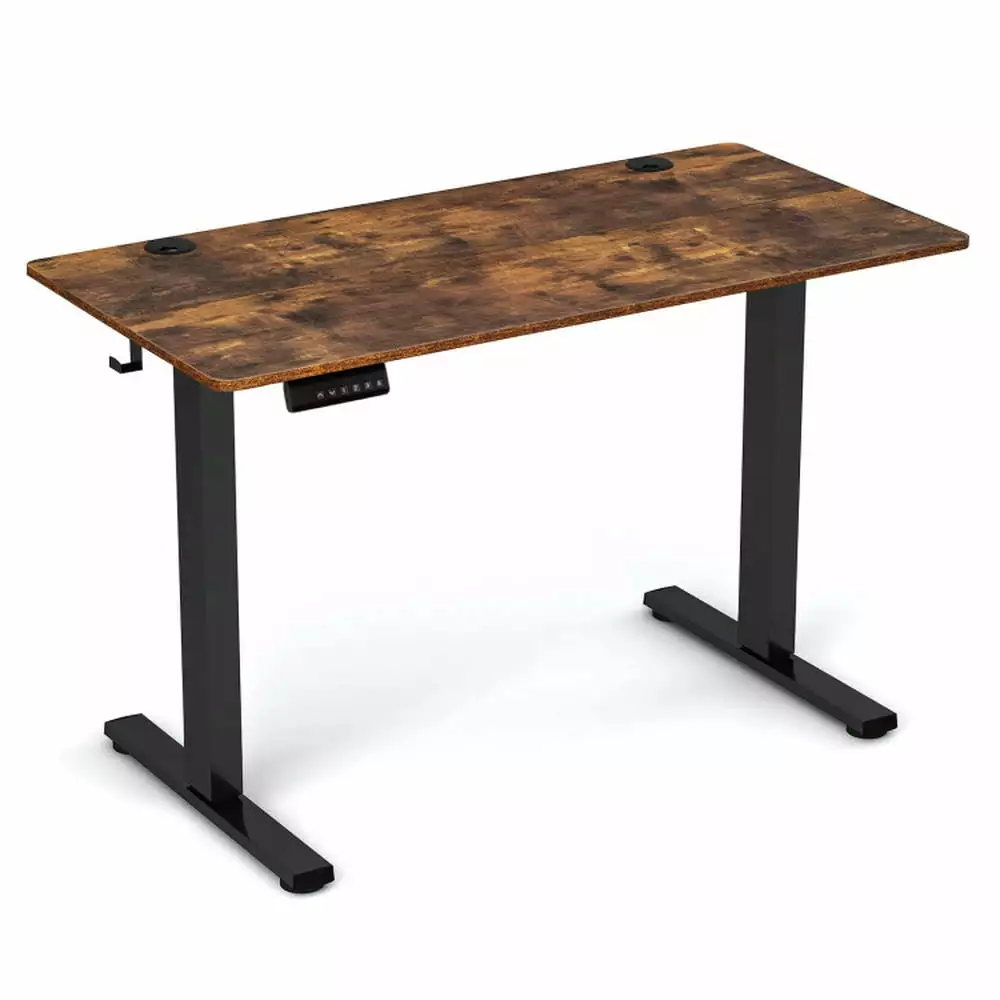 Resenkos Electric Standing Desk 3 Memory Height Settings and 2 Hanging Hooks and Cable Management Rustic Brown