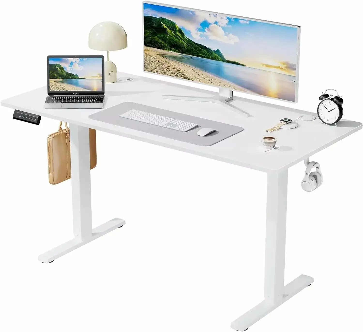 SMUG Standing Desk 55x24 Inch Ergonomic Adjustable Height Electric Sit Stand Up Down Computer Table Whole-Piece Desktop sh...