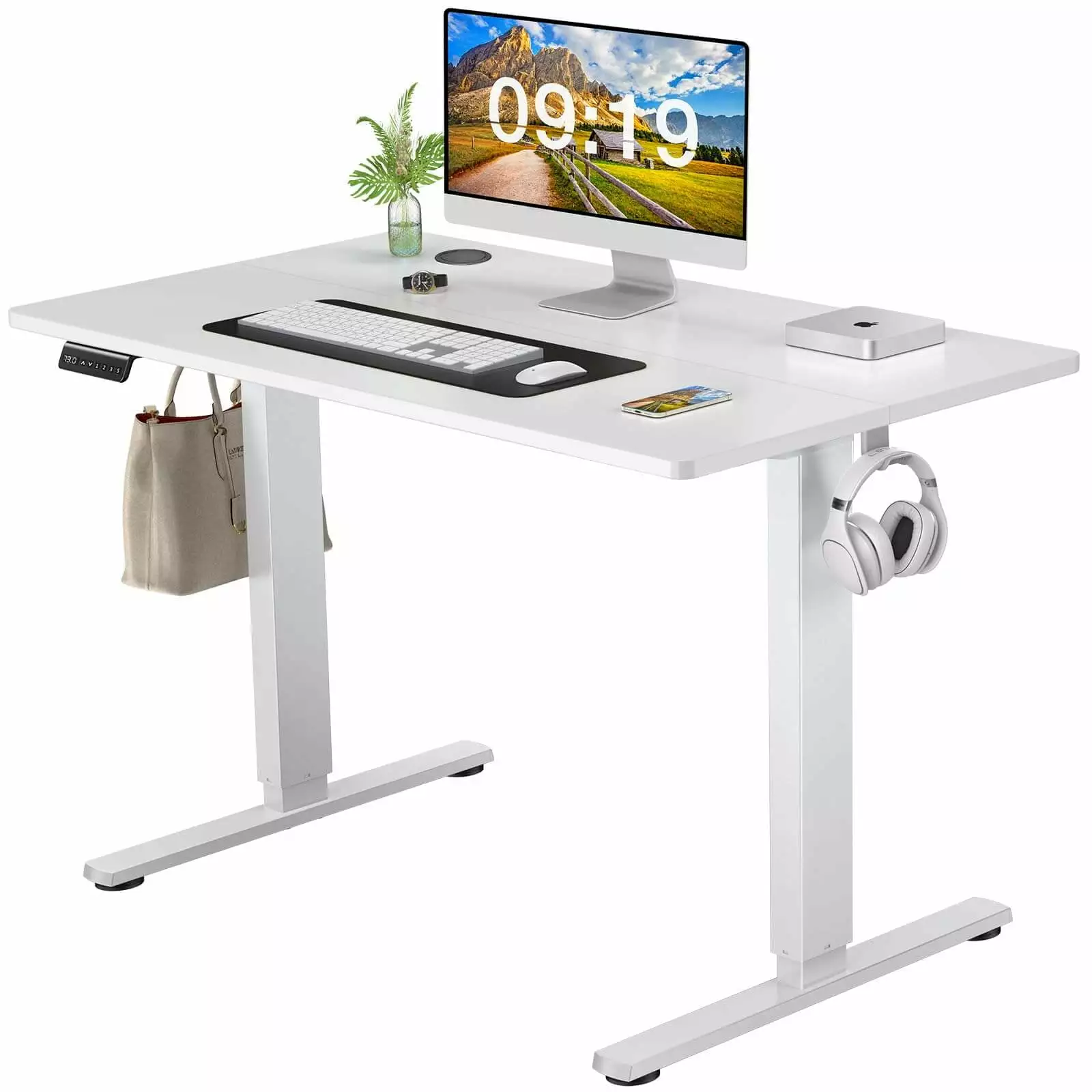 Electric Height Adjustable Standing Desk Sit to Stand Ergonomic Computer Desk White 40x24 SMHZ