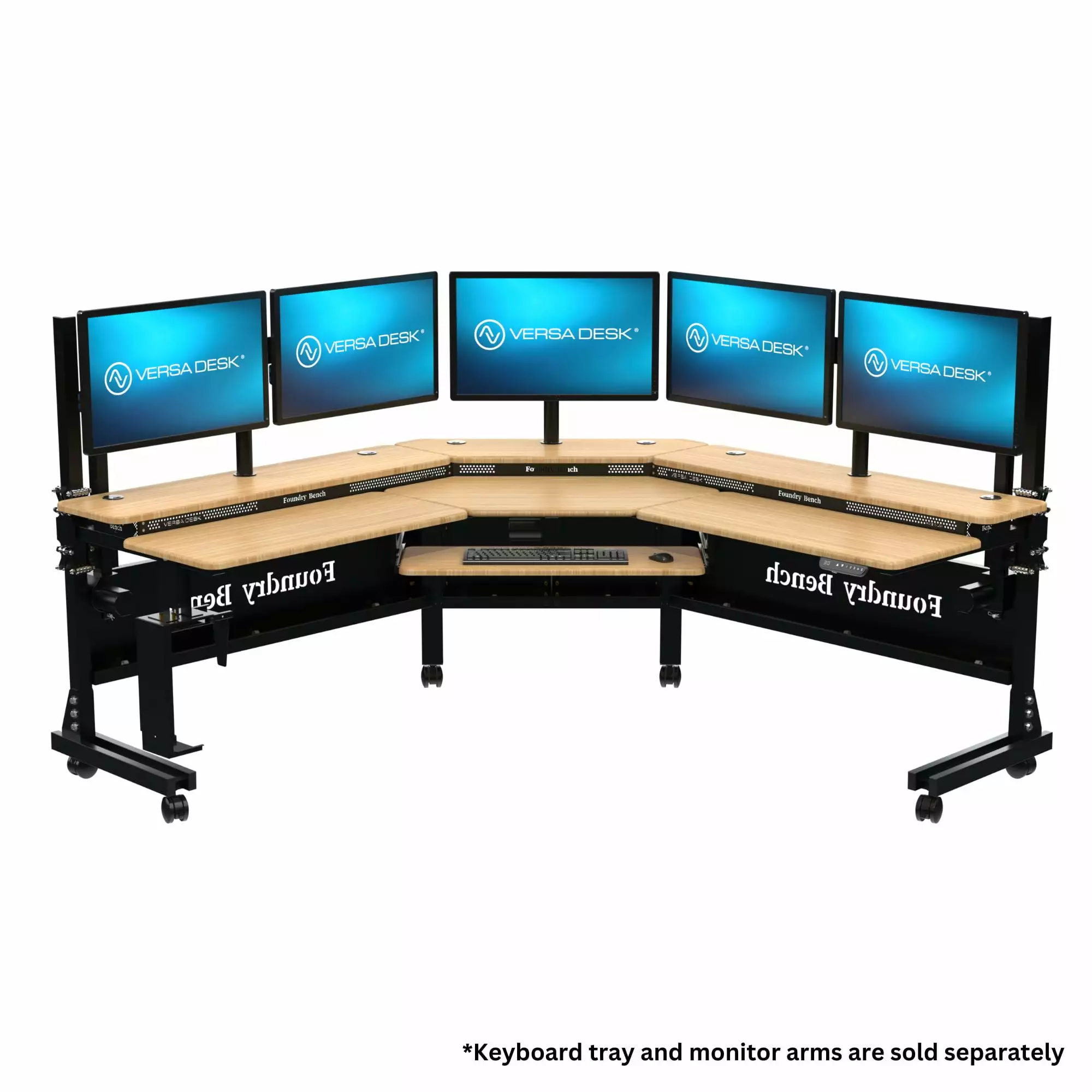 VersaDesk Foundry Bench 80x80 Electric Height Adjustable Corner Standing Desk Workstation