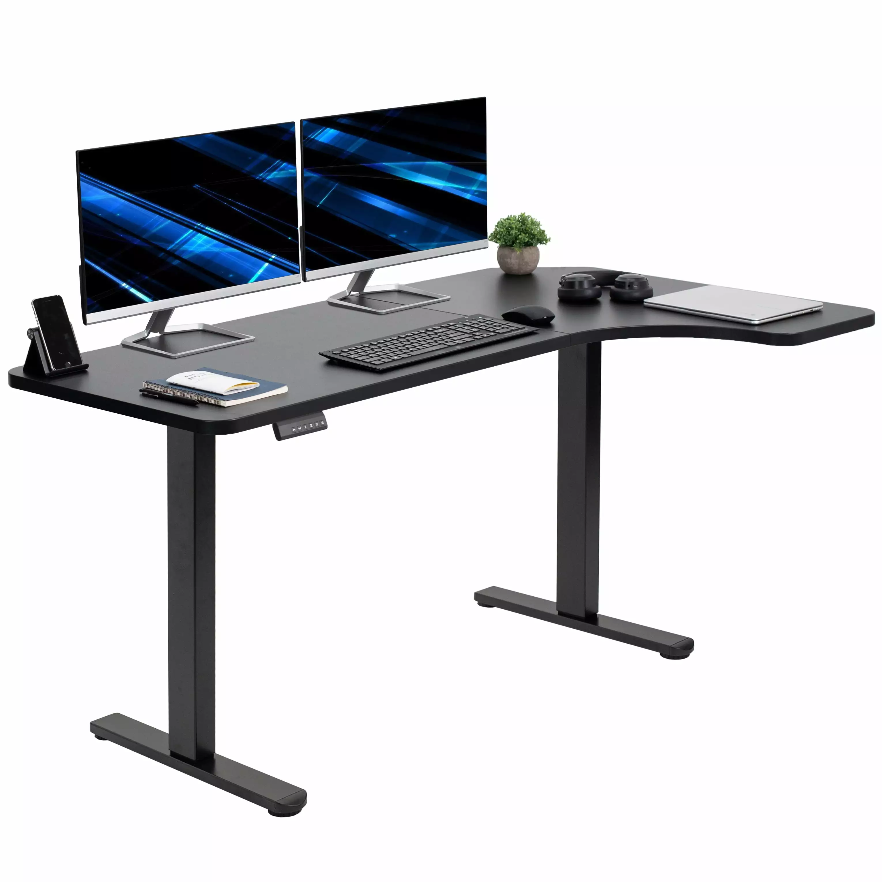 VIVO Black Electric 58 x 35 Dual Motor Standing Corner Desk Home Office