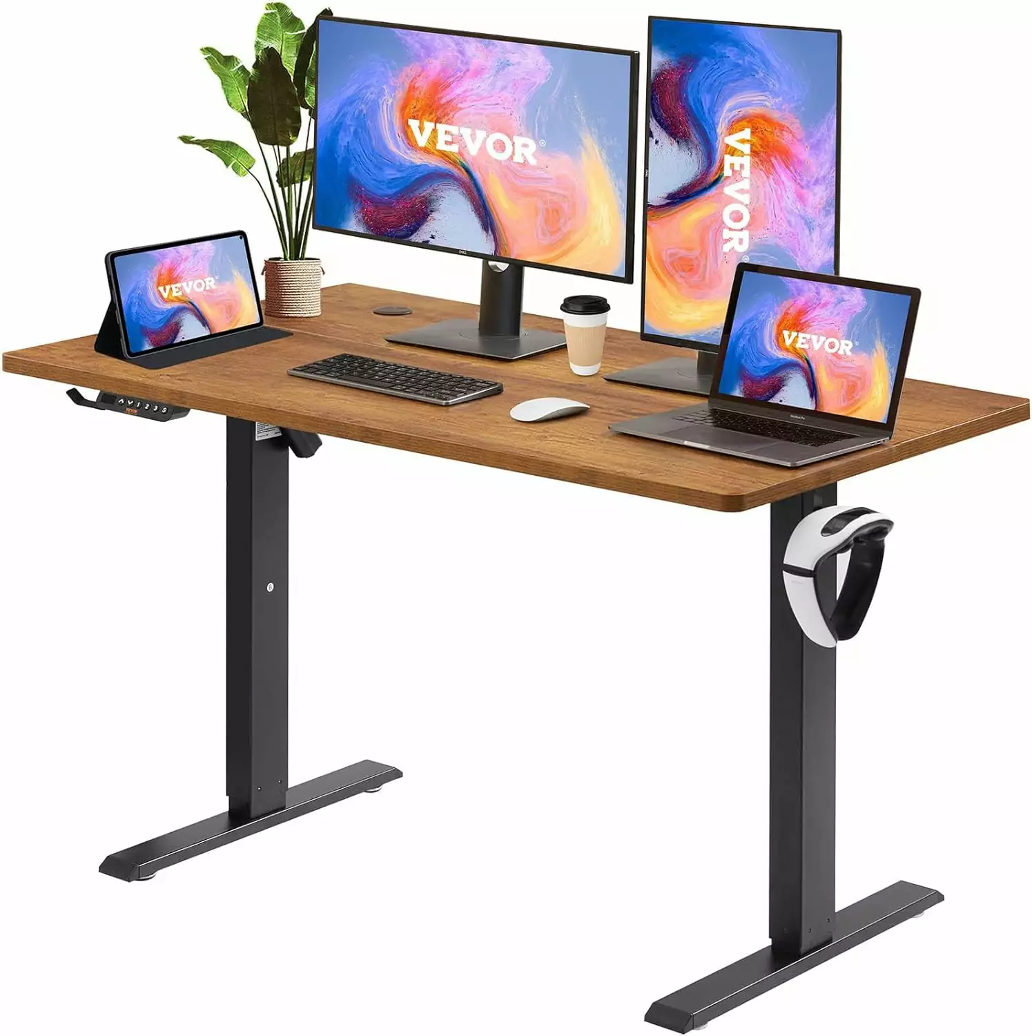 Electric Standing Desk 55.1 x 23.6 Inch Height Adjustable Desk 3-Key Modes 180 LBS Capacity YoJoFHM