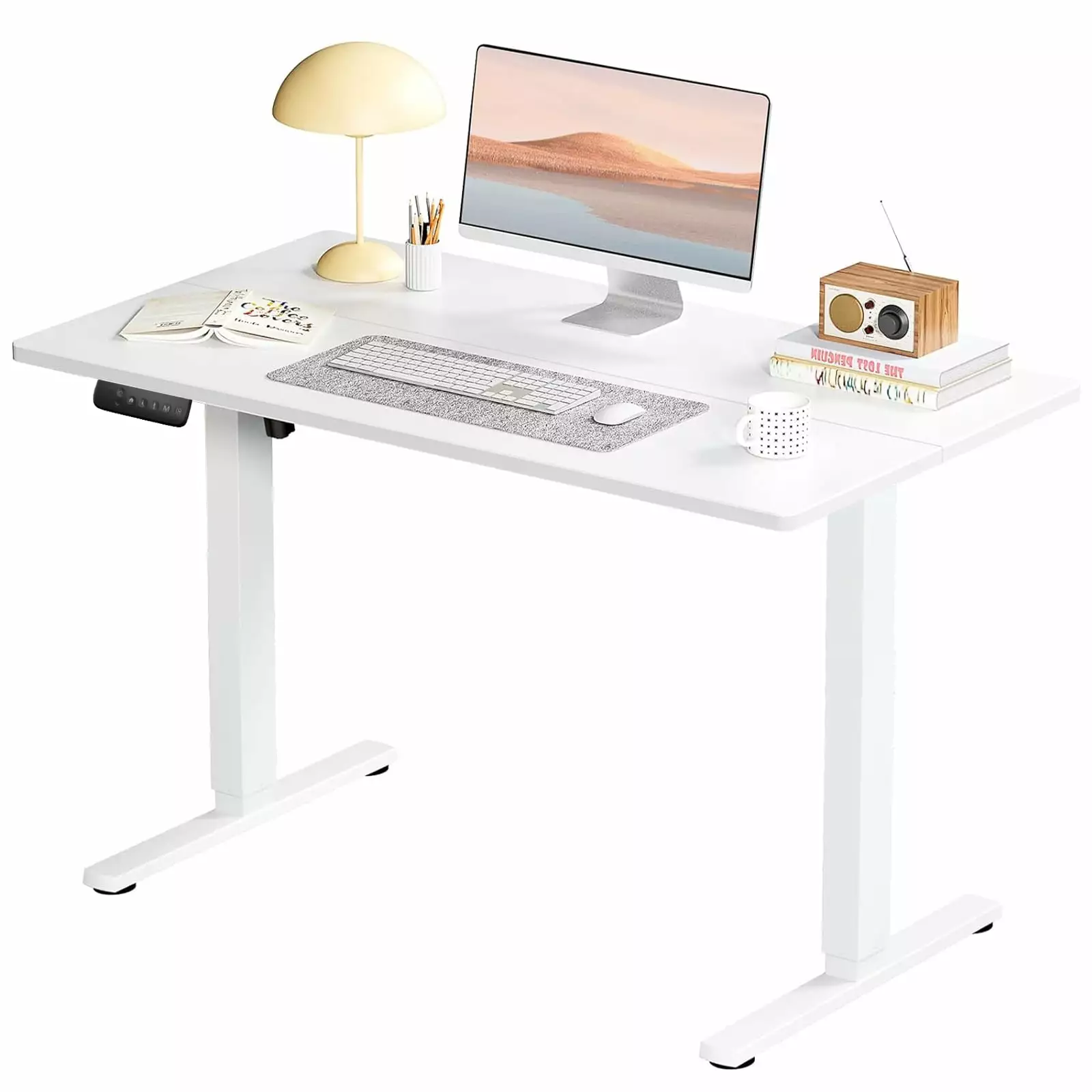 UNIFULL Standing Desk - Electric Height Adjustable Desk 48 x 24 Inches Sit Stand Desk Whole-Piece Desk Board