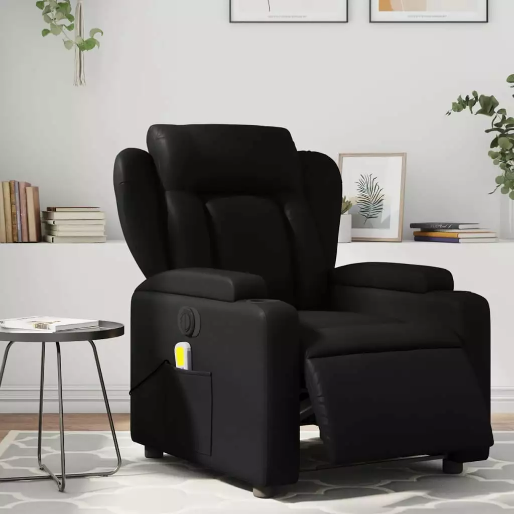 vidaXL Electric Massage Recliner Chair Black Faux Leather Power Recline