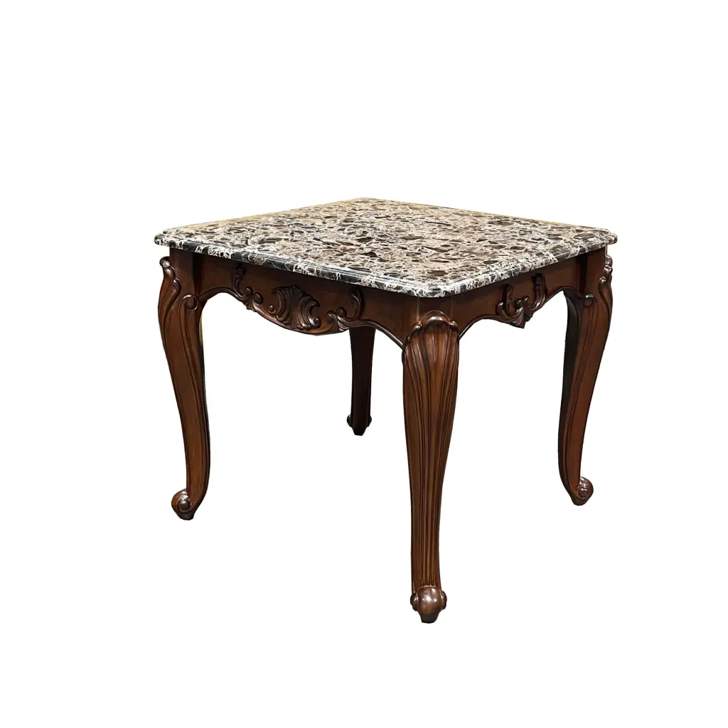 Nayla End Table Natural Marble & Cherry Finish LV02005 Cherry Plywood acme onsite store