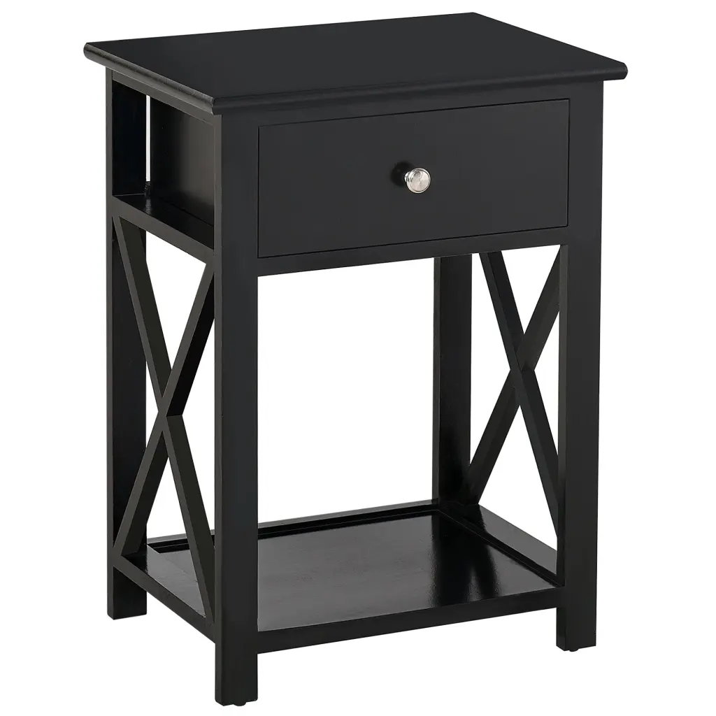 Side Table Farmhouse End Table Storage Drawer Open Shelf aosom business