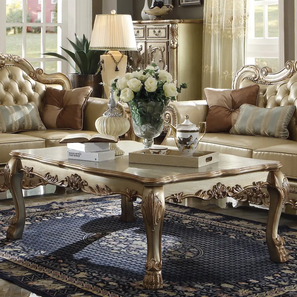 Gold Patina and Bone End Table Claw Leg Beige Gold Living Room Table furniture max