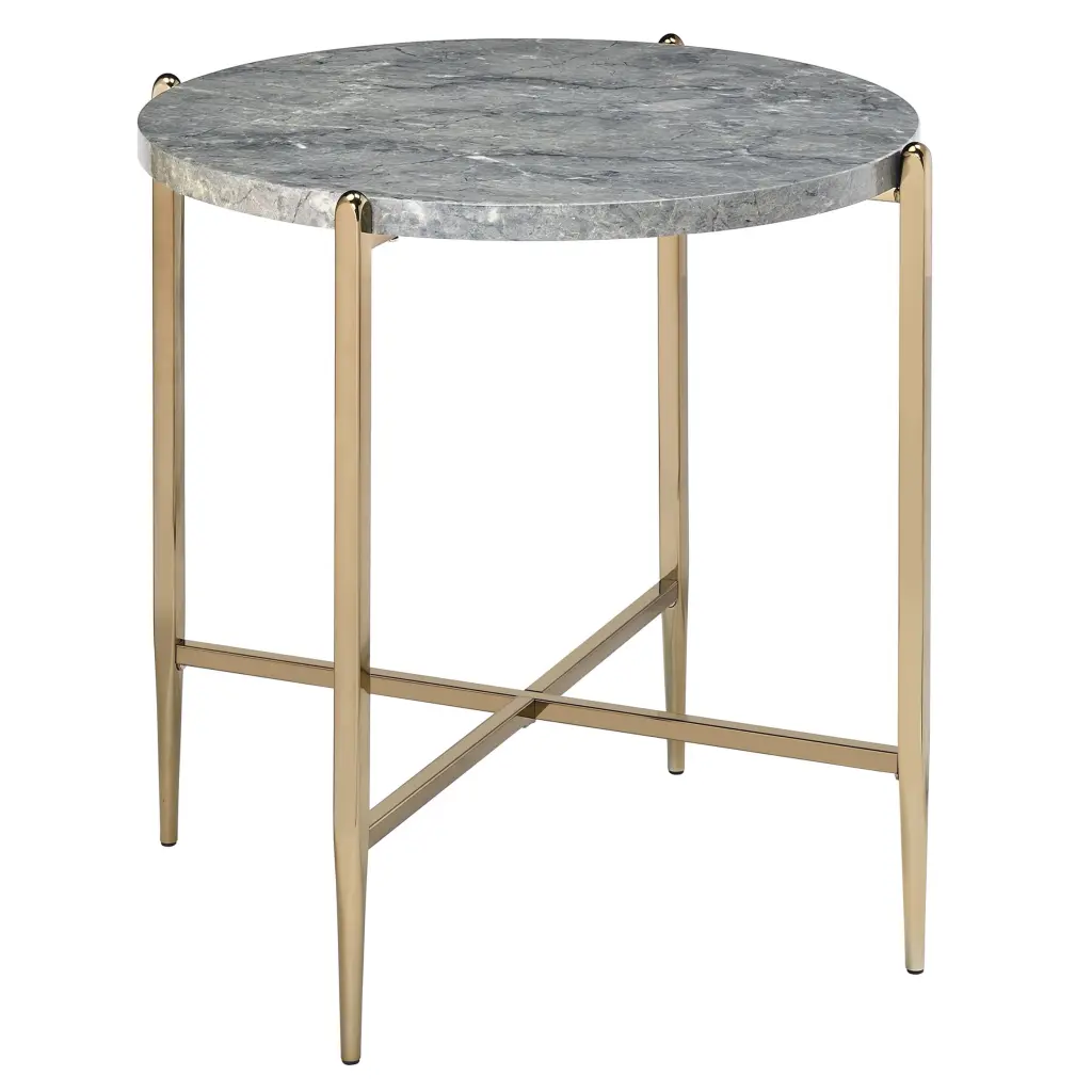 Grey and Champagne Round End Table Living Room furniture max