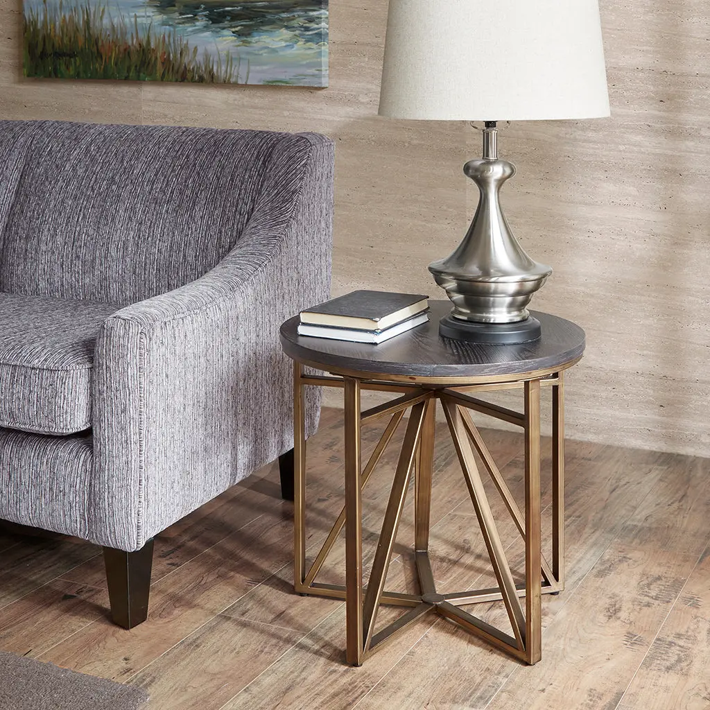 Madison End Table - Antique Bronze Wood Accent Table Living Room jla