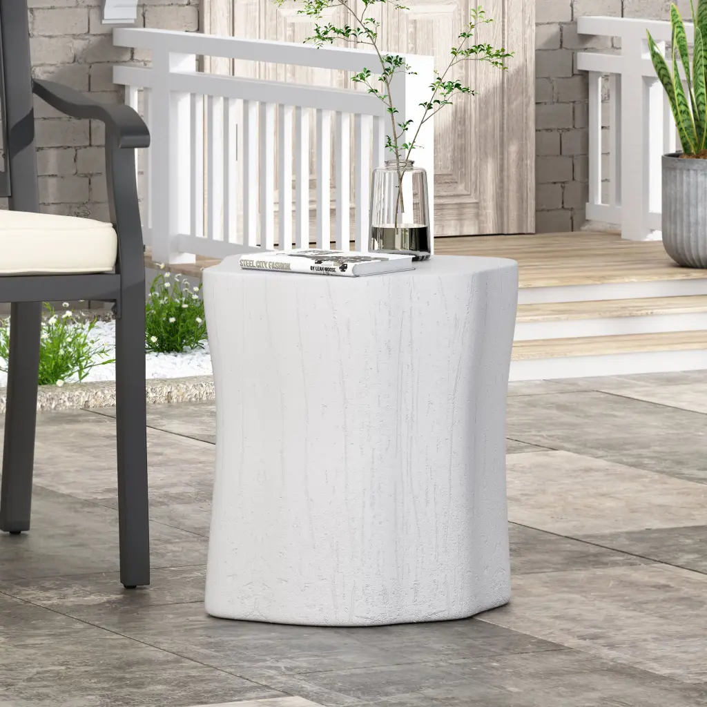 End Table Antique White Magnesium Oxide Living Room Decor nh-gardenpara