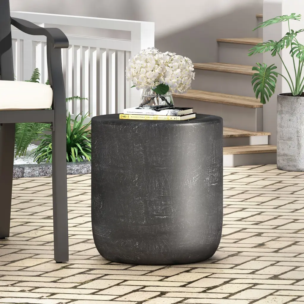 End Table Matte Black Magnesium Oxide Modern Nightstand Side Table nh-gardenpara