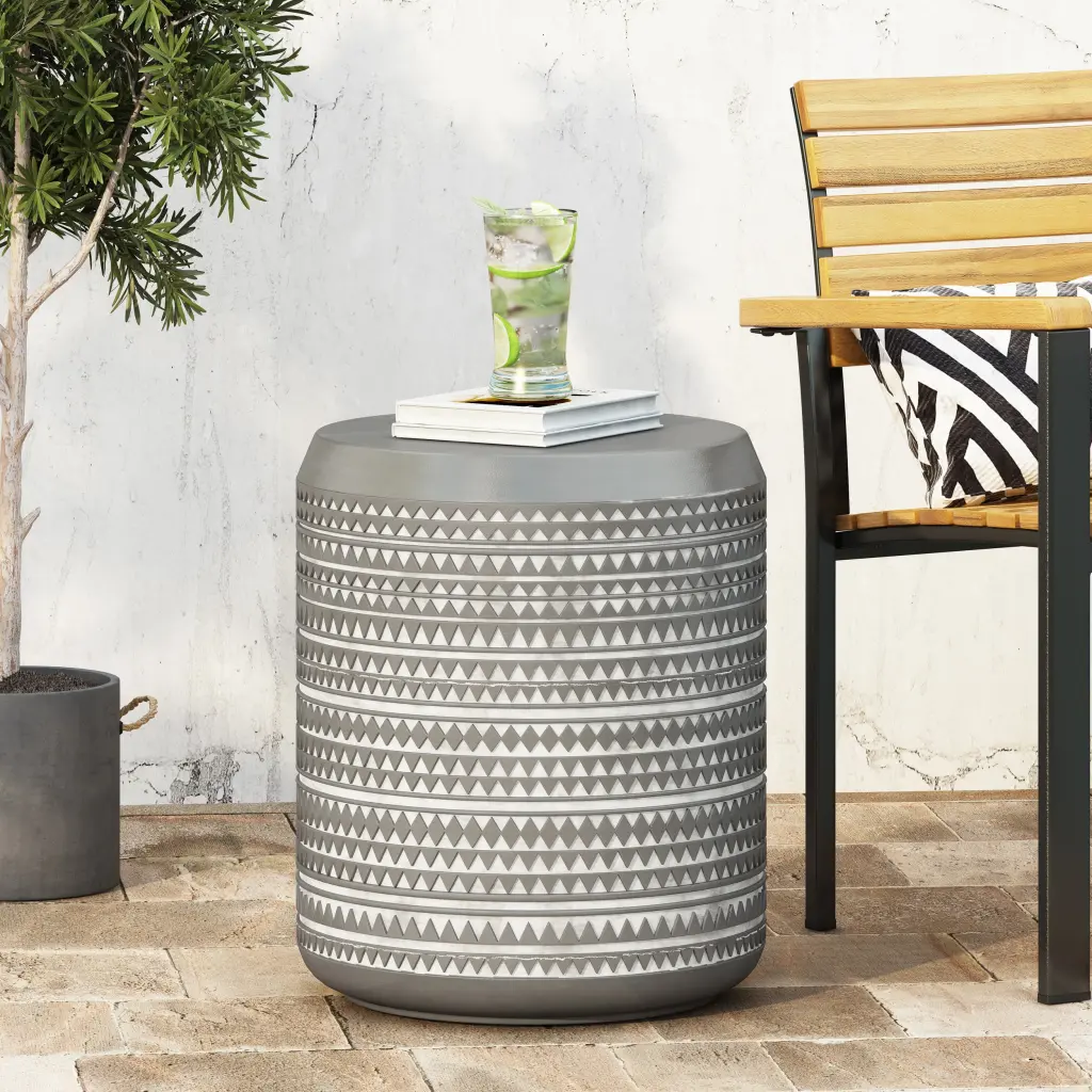 End Table White Magnesium Oxide Side Table nh-gardenpara
