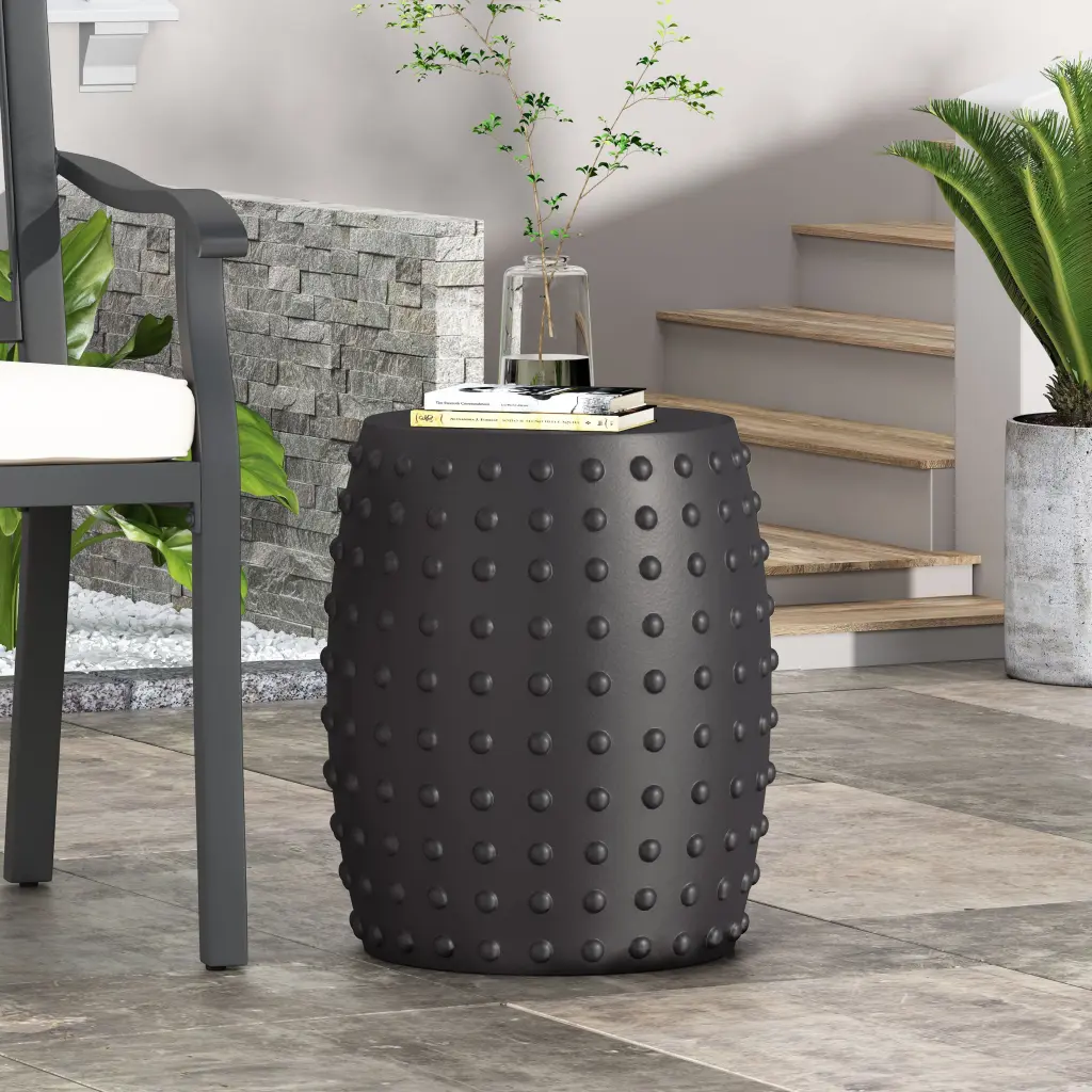 Matte Black Magnesium Oxide End Table nh-gardenpara