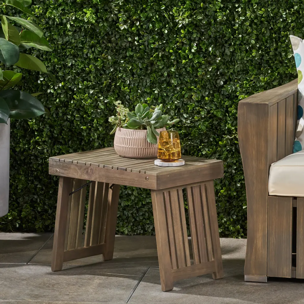 Kyoto Side Table Grey Wood - Modern Nightstand or End Table Living Room nh-sunfay