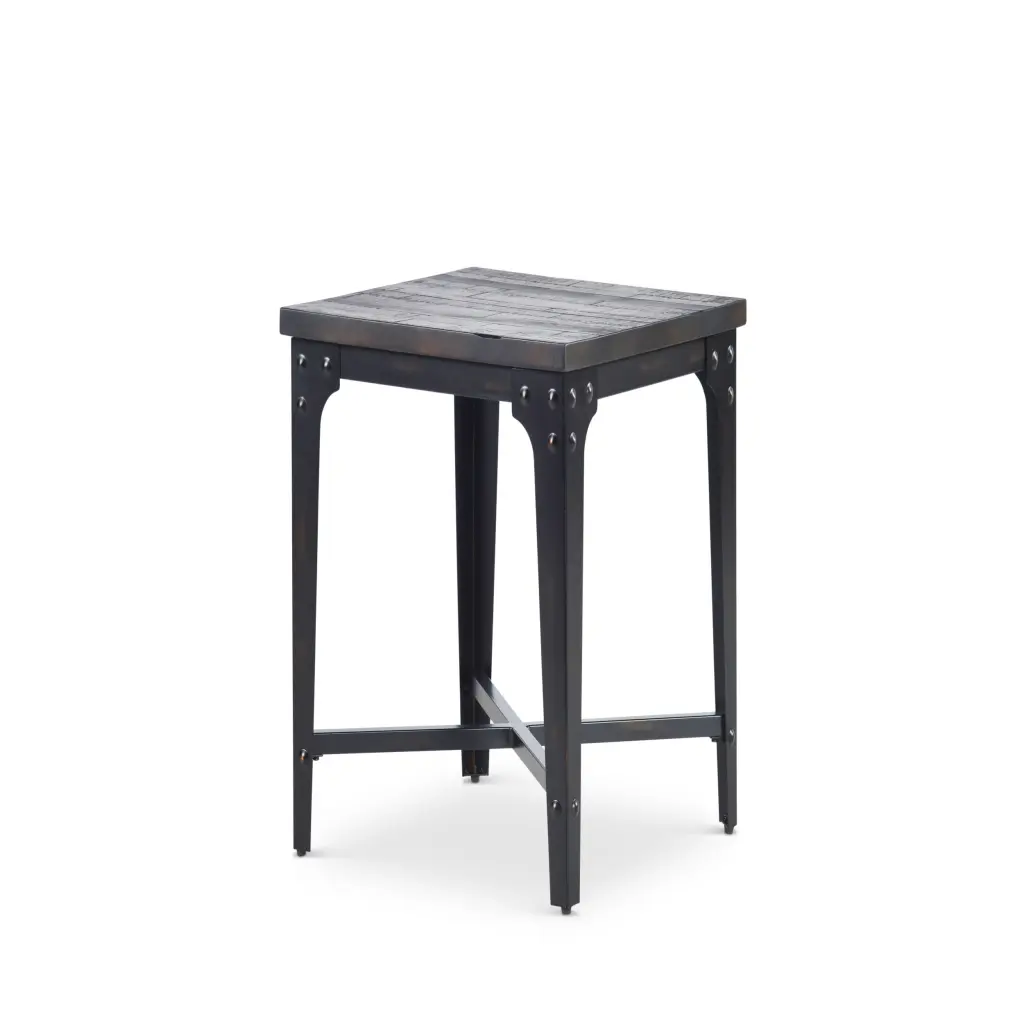 Rustic Industrial Lift Top End Table Highly Distressed Top And Base Living Room steve silver furniture