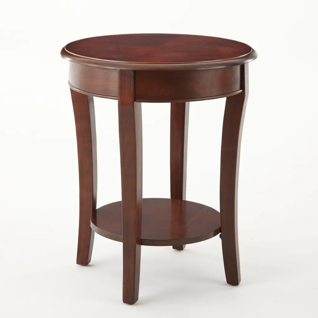 Troy End Table 20 Inch Round Brown Wood steve silver furniture