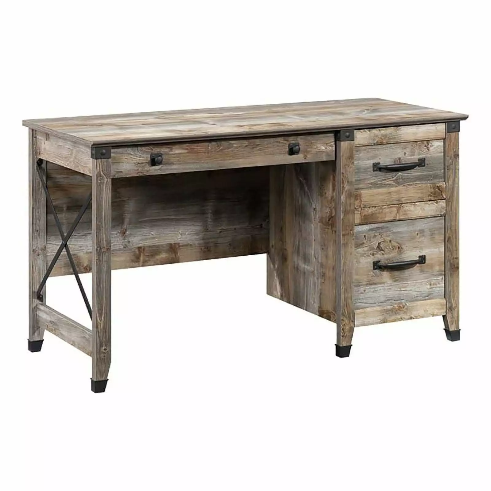 Pemberly Row Traditional Engineered Wood Desk Rustic Cedar Brown Classic Office