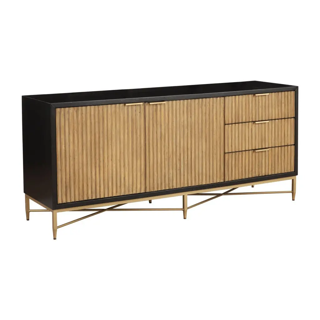 Eli 64 Inch TV Media Entertainment Center Console 3 Drawers Black royal hampton
