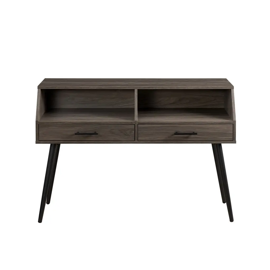 Contemporary 2 Drawer Angled Entry Table Slate Grey Light Gray MDF walker edison