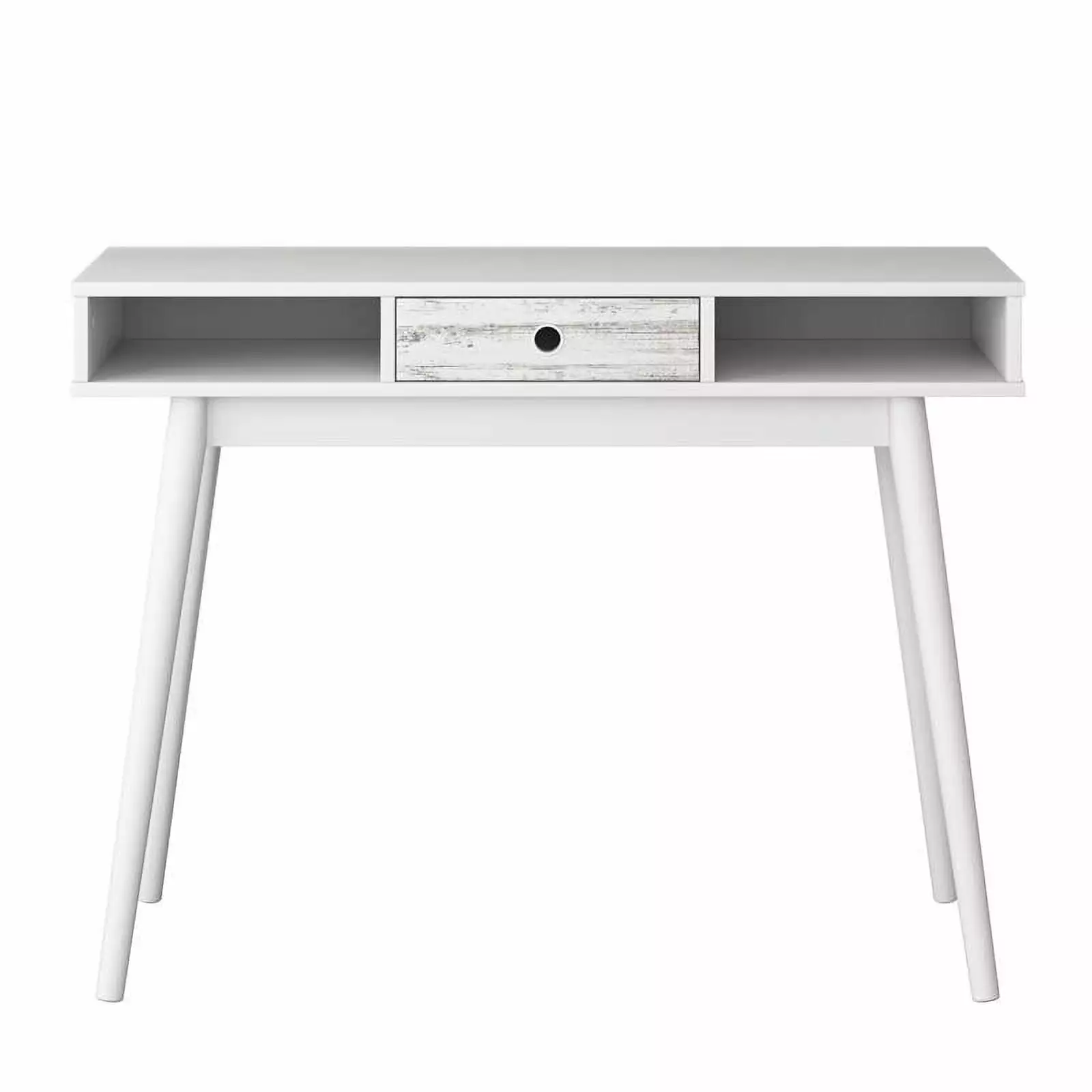 Acerra White Engineered Wood Grain Entryway Desk Center Drawer CORLIVING