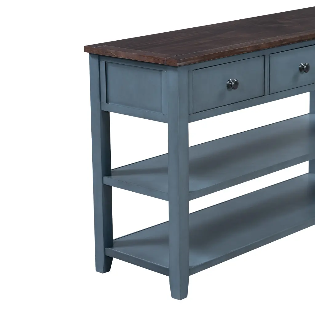 Retro Design Console Table Two Open Shelves Pine Wood rnb