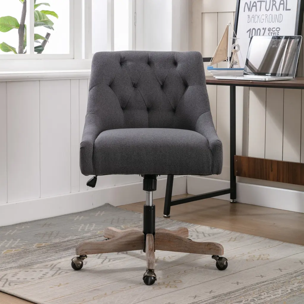 Coolmore Adjustable Height Swivel Office Chair Wheels Linen Fabric coolmore w-395