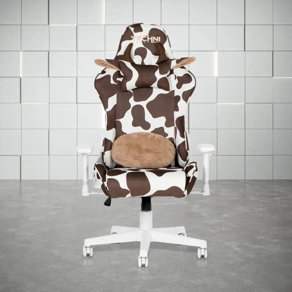 Techni Sport TS85 Brown Cow Series Gaming Chair Nylon Casters Office Chair technimobili