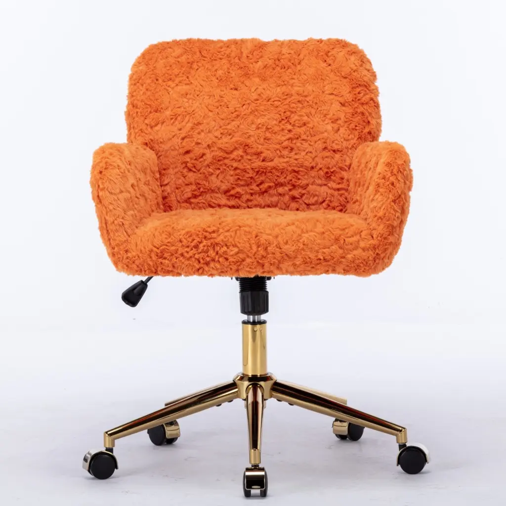 Artificial Rabbit Hair Home Office Chair Golden Metal Legs a-a furniture