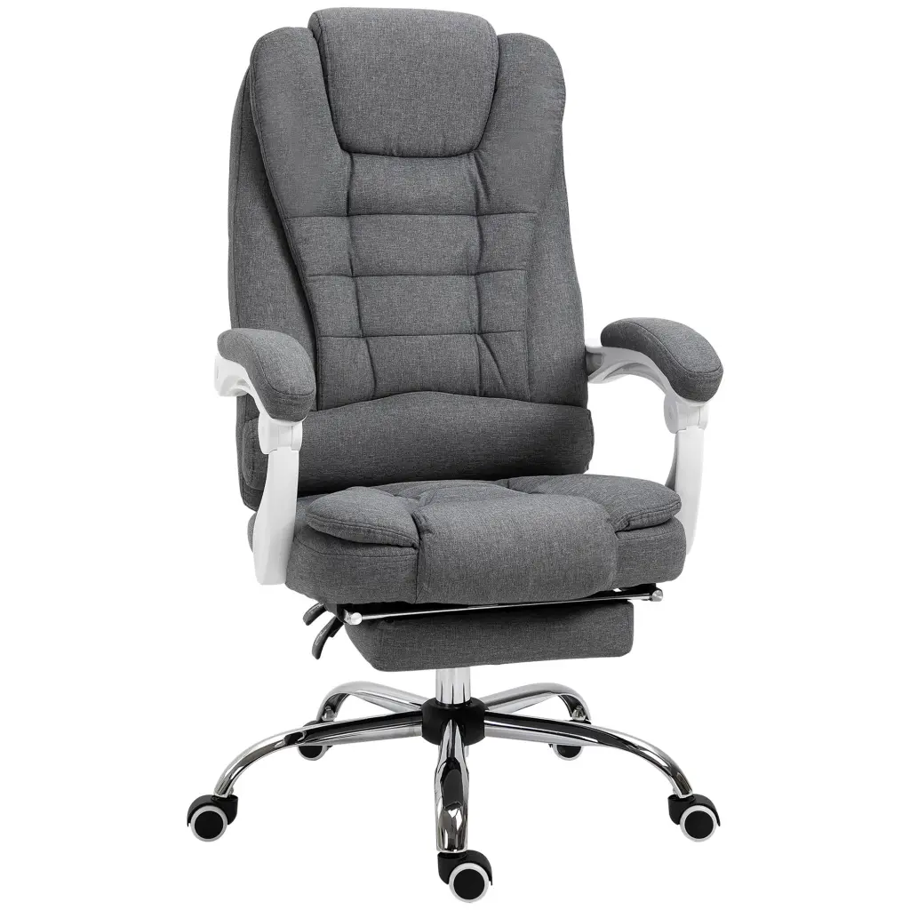 Vinsetto Executive Office Chair Footrest - Linen Fabric Ergonomic Computer Chair aosom business