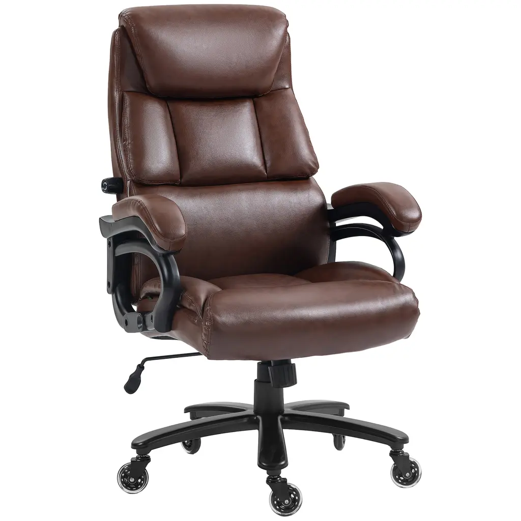 Vinsetto PU Leather Office Chair Big And Tall 400Lb Capacity Brown Executive Chair aosom business