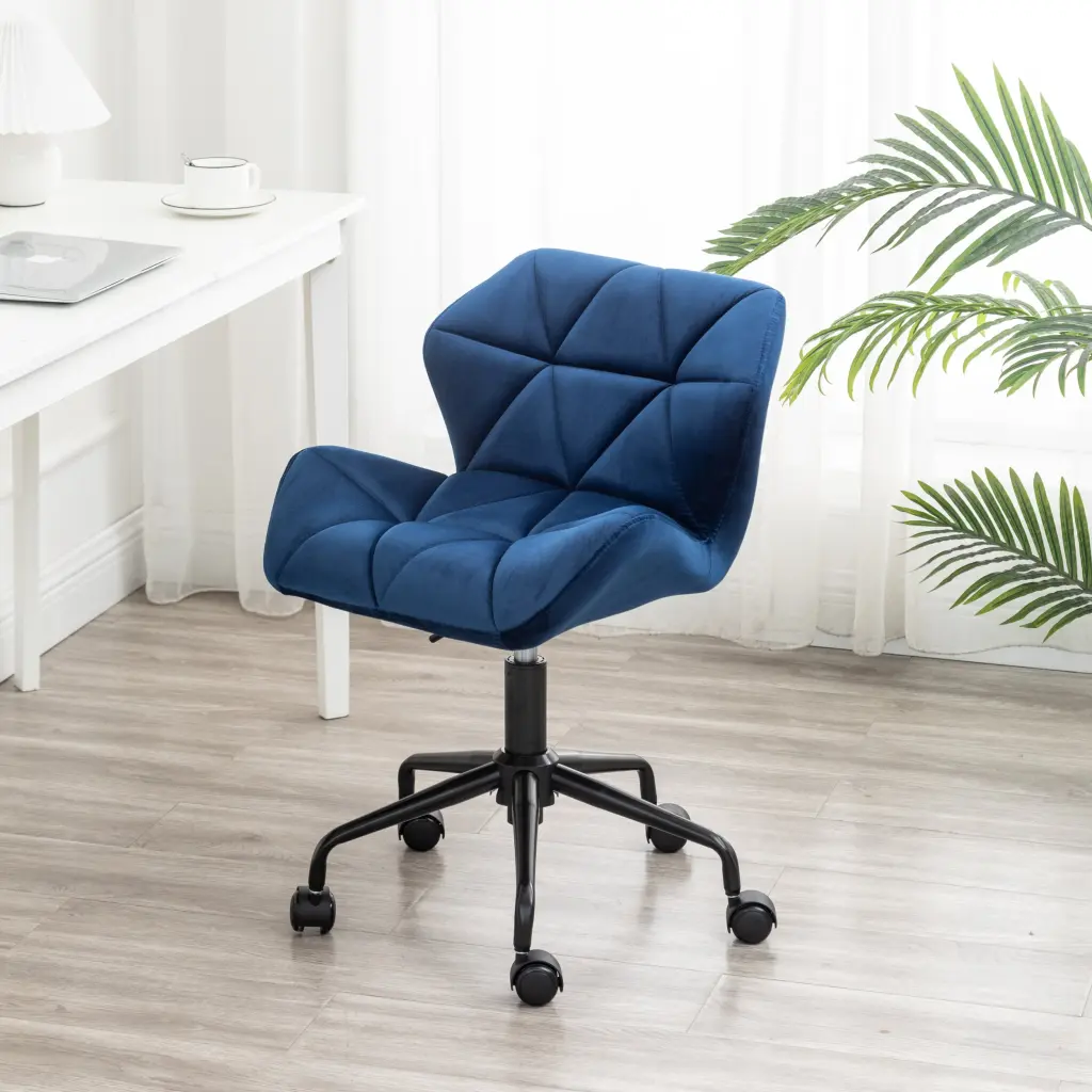 Eldon Diamond Tufted Adjustable Swivel Office Chair Blue Velvet Executive Chair hz