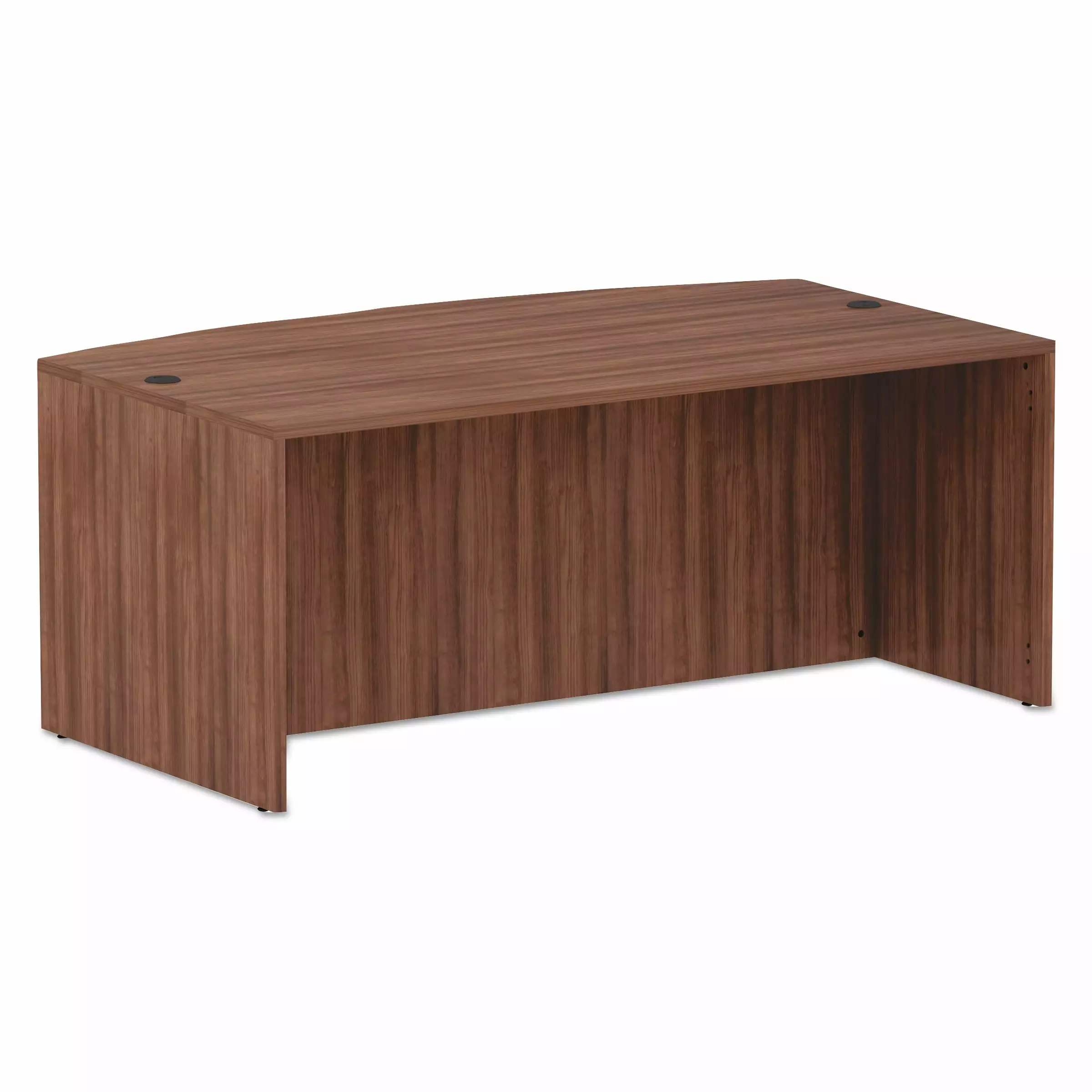 Alera Valencia Series Modern Walnut Bow Front Desk Shell 71x41.38x29.63