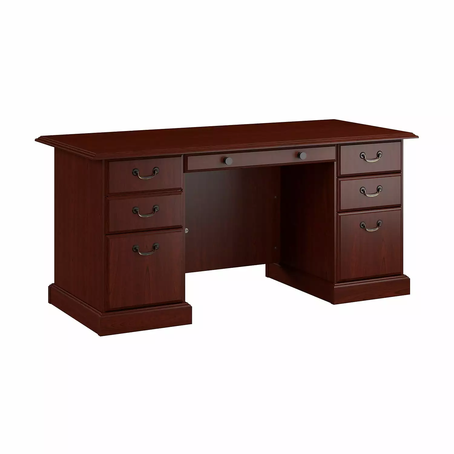 Bush Business Furniture Arlington Executive Desk Drawers Harvest Cherry BBF