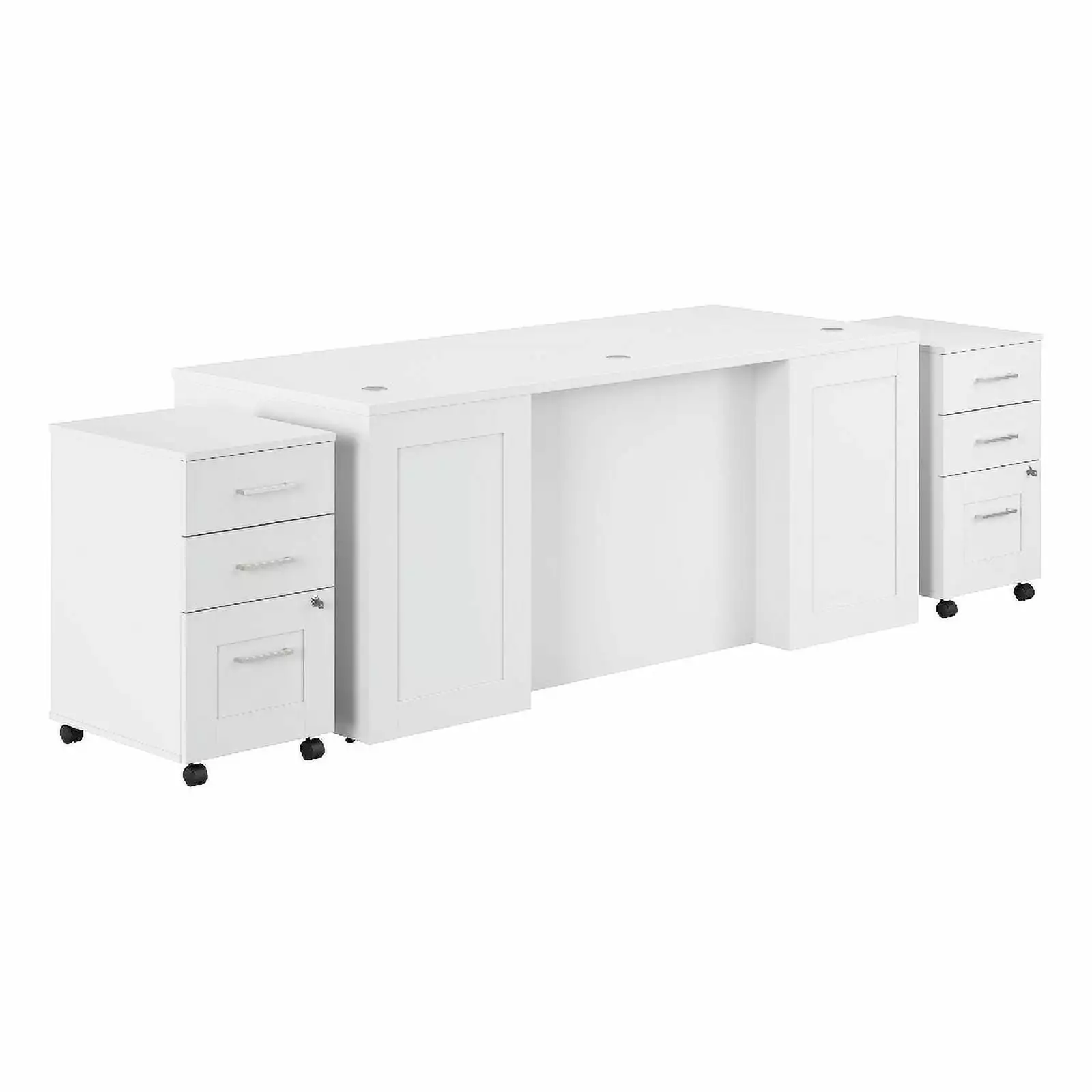Bowery Hill 72W Executive L Desk Drawers White - Engineered Wood Office Desk