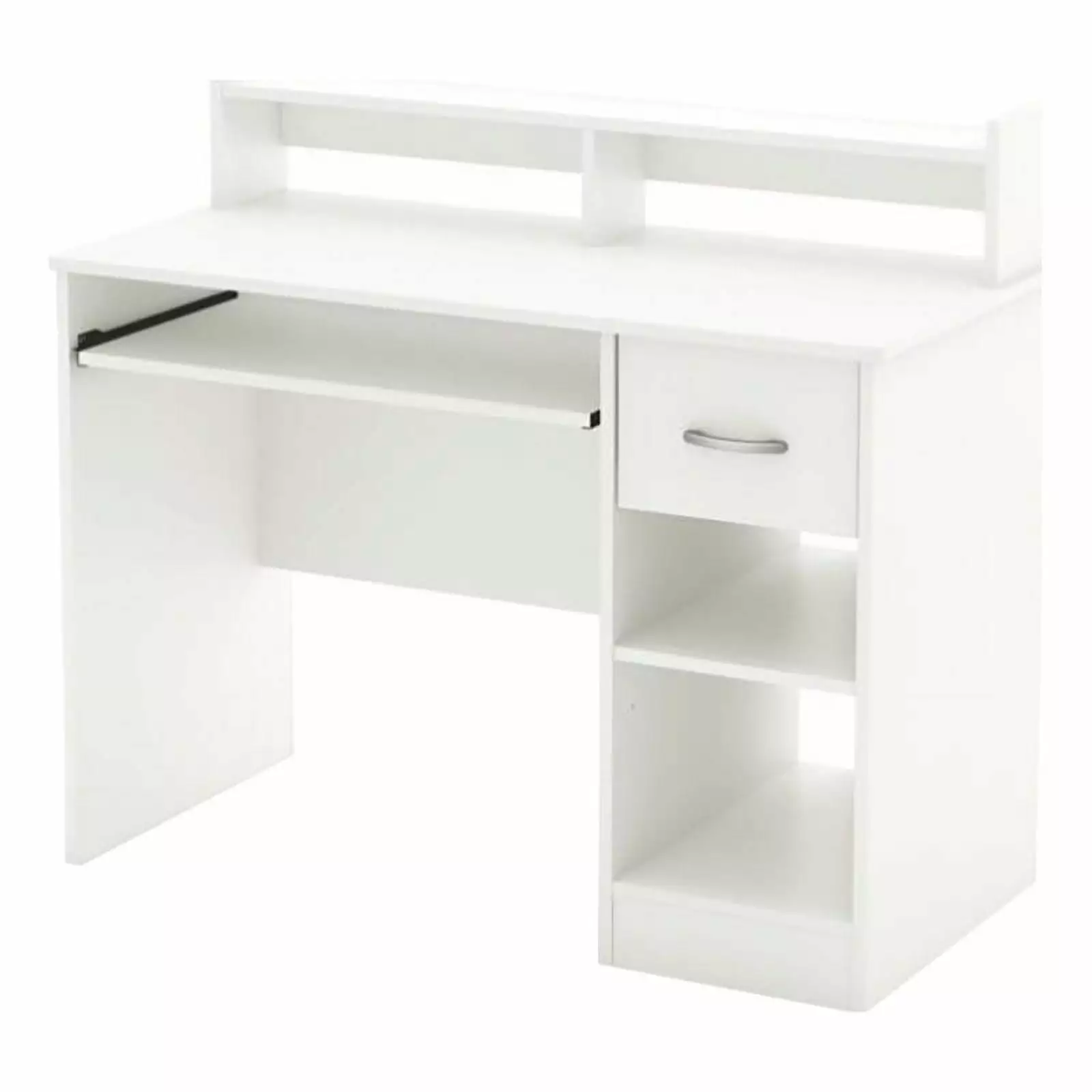 Bowery Hill Pure White Transitional Wood Desk Low Hutch