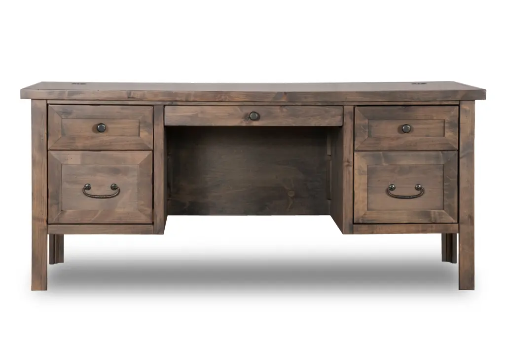 Joshua Creek Executive Desk Barnwood Finish No Assembly Required bridgevine home