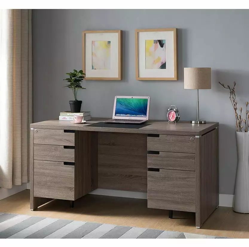 Executive Home Office Desk - Wooden Desk Lockable Drawers and Spacious Desktop DJ Corp Design