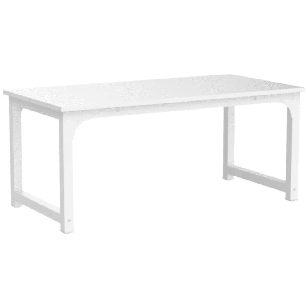 Modern 63 x 31.5 Inch Large Executive Computer Desk Home Office Spliced Desktop White FHWM2