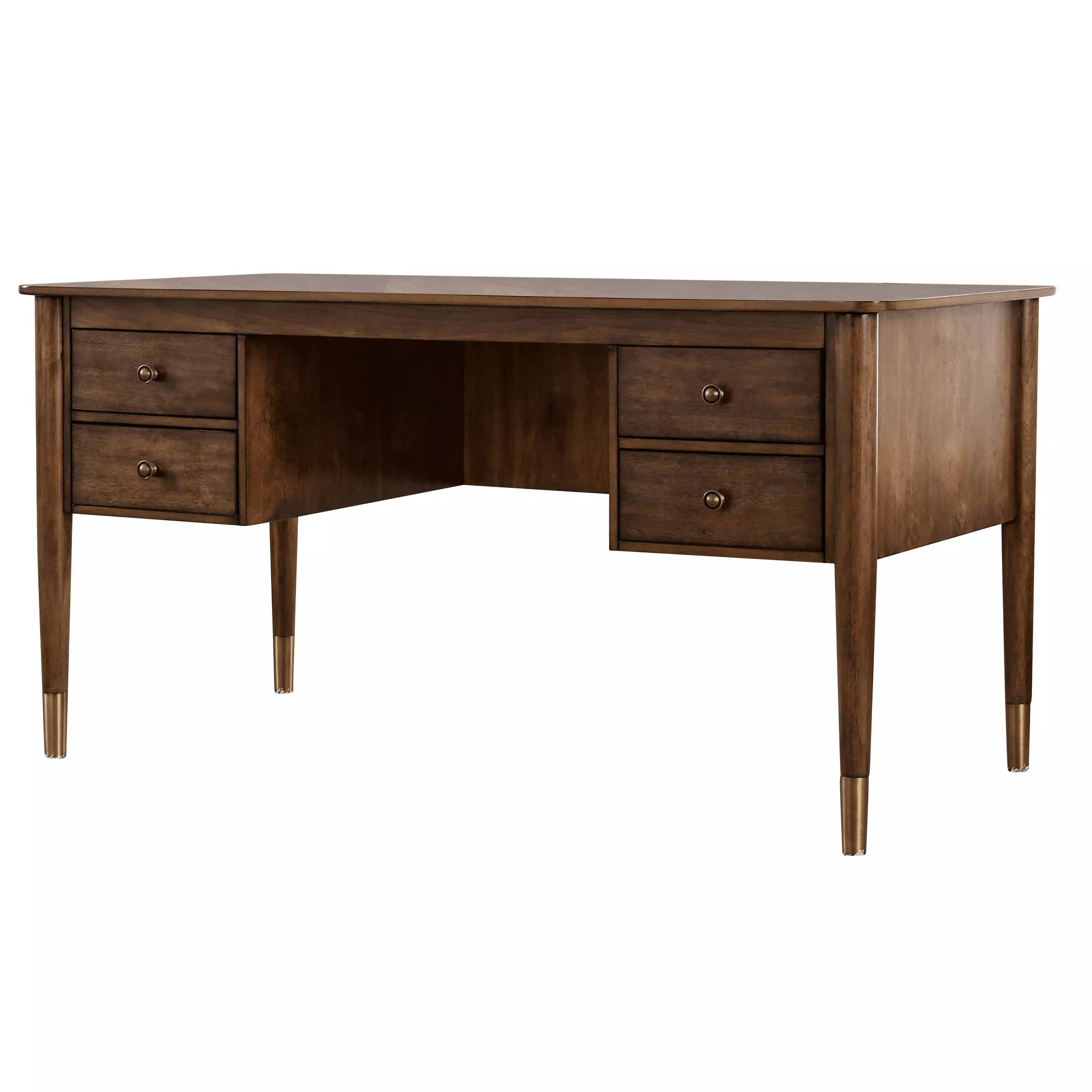 Furniture America Jennay Solid Wood 4-Drawer Storage Executive Desk Antique Oak - Elegant Office Furniture