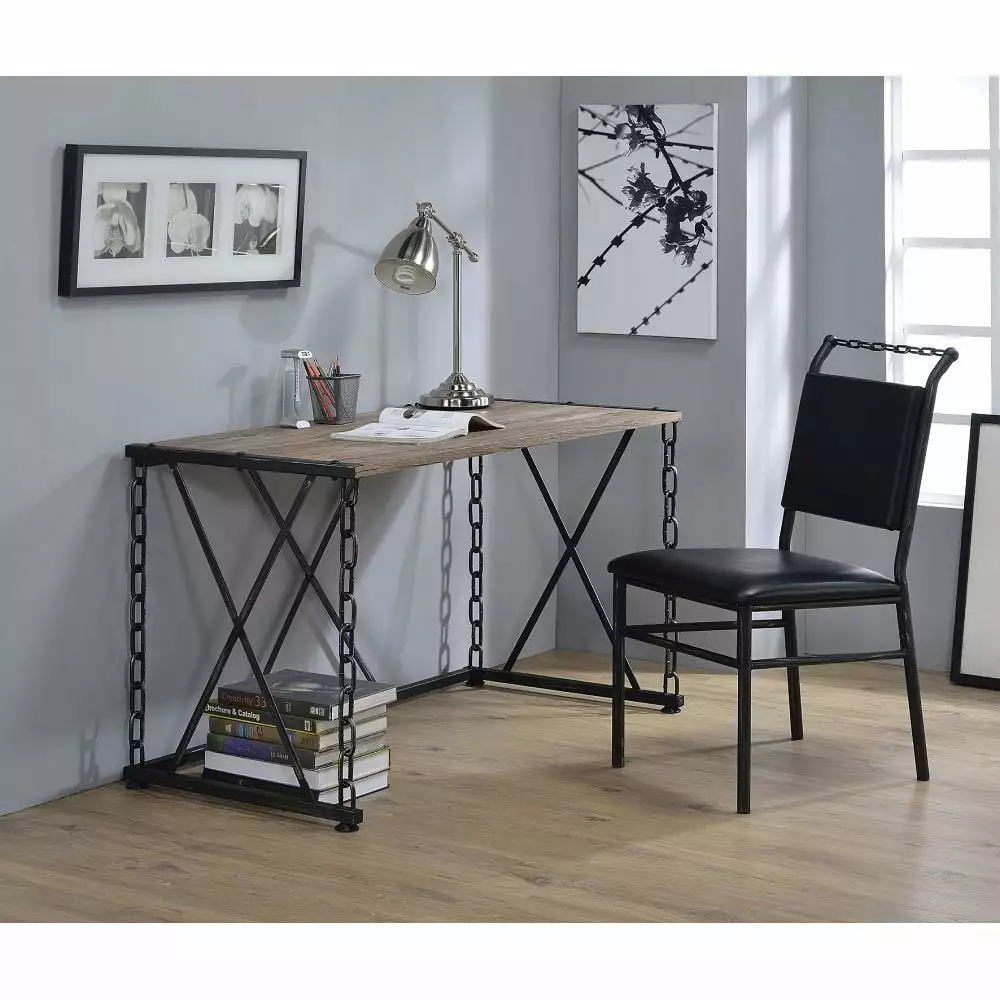 Rustic Oak Executive Desk - Durable Home Office Workstation Classic Design Go Green Woods