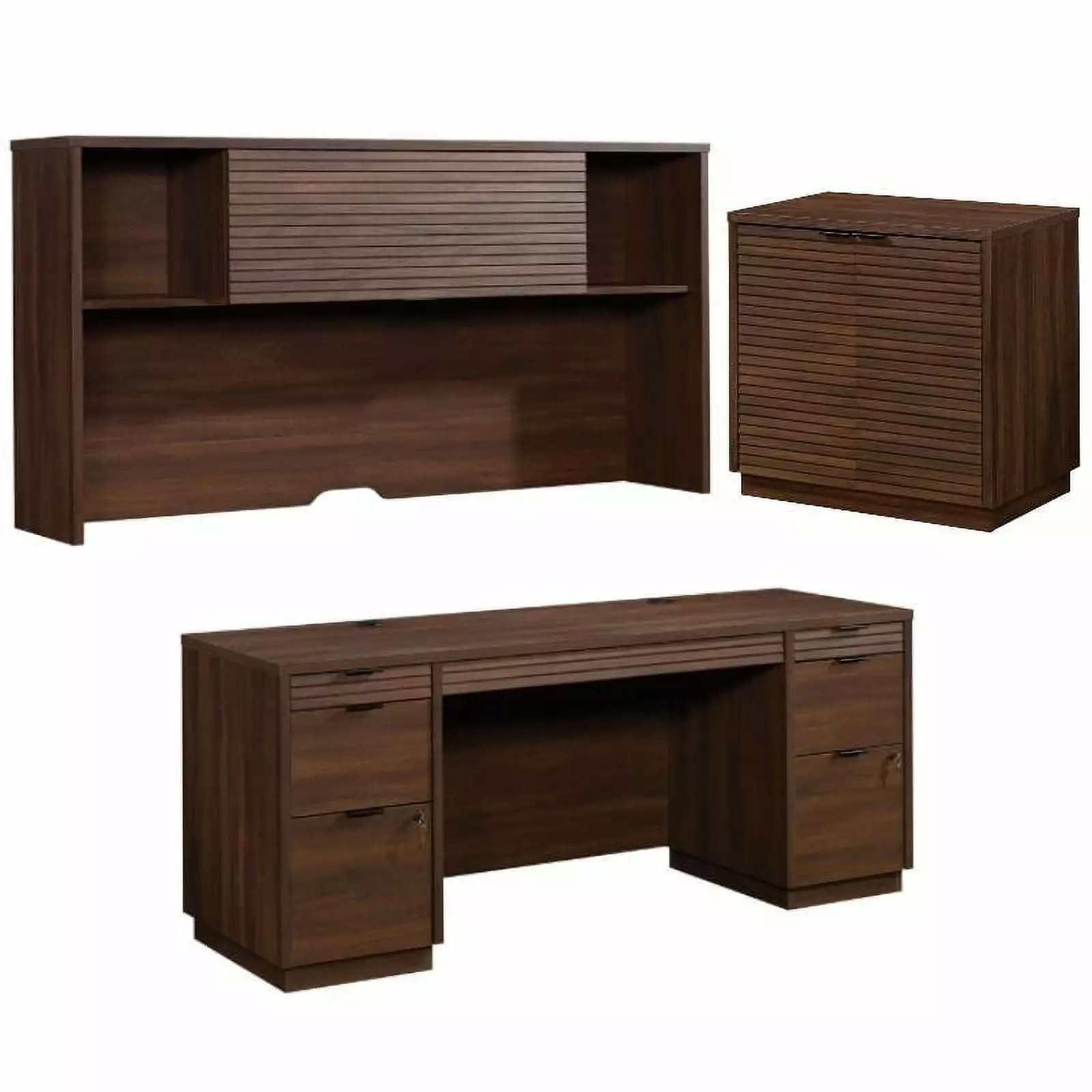 Home Square 3-Piece Set Credenza Desk & Hutch & Utility Stand Library Base