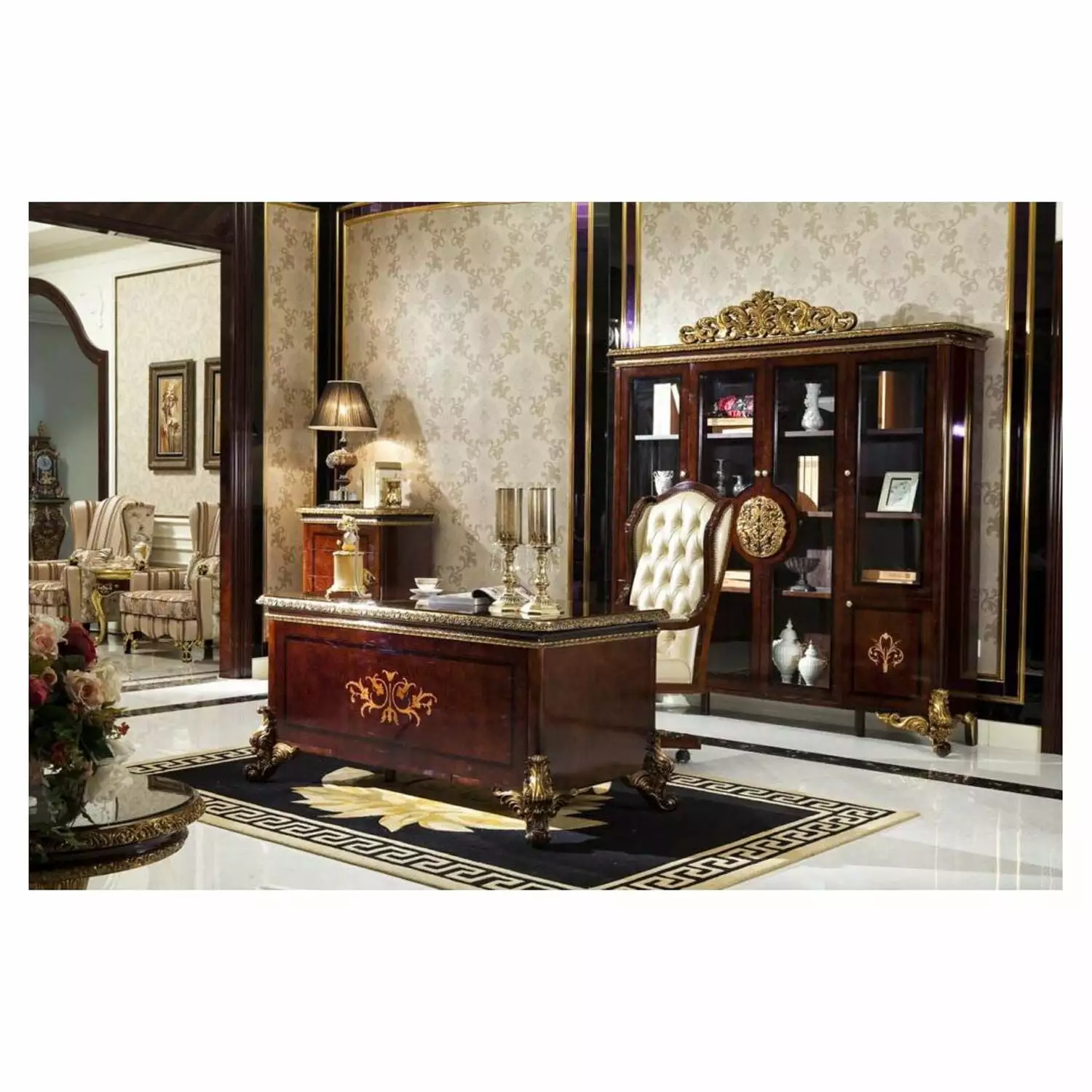 Homestock Old World Charm E-63 Executive Desk Vintage Design