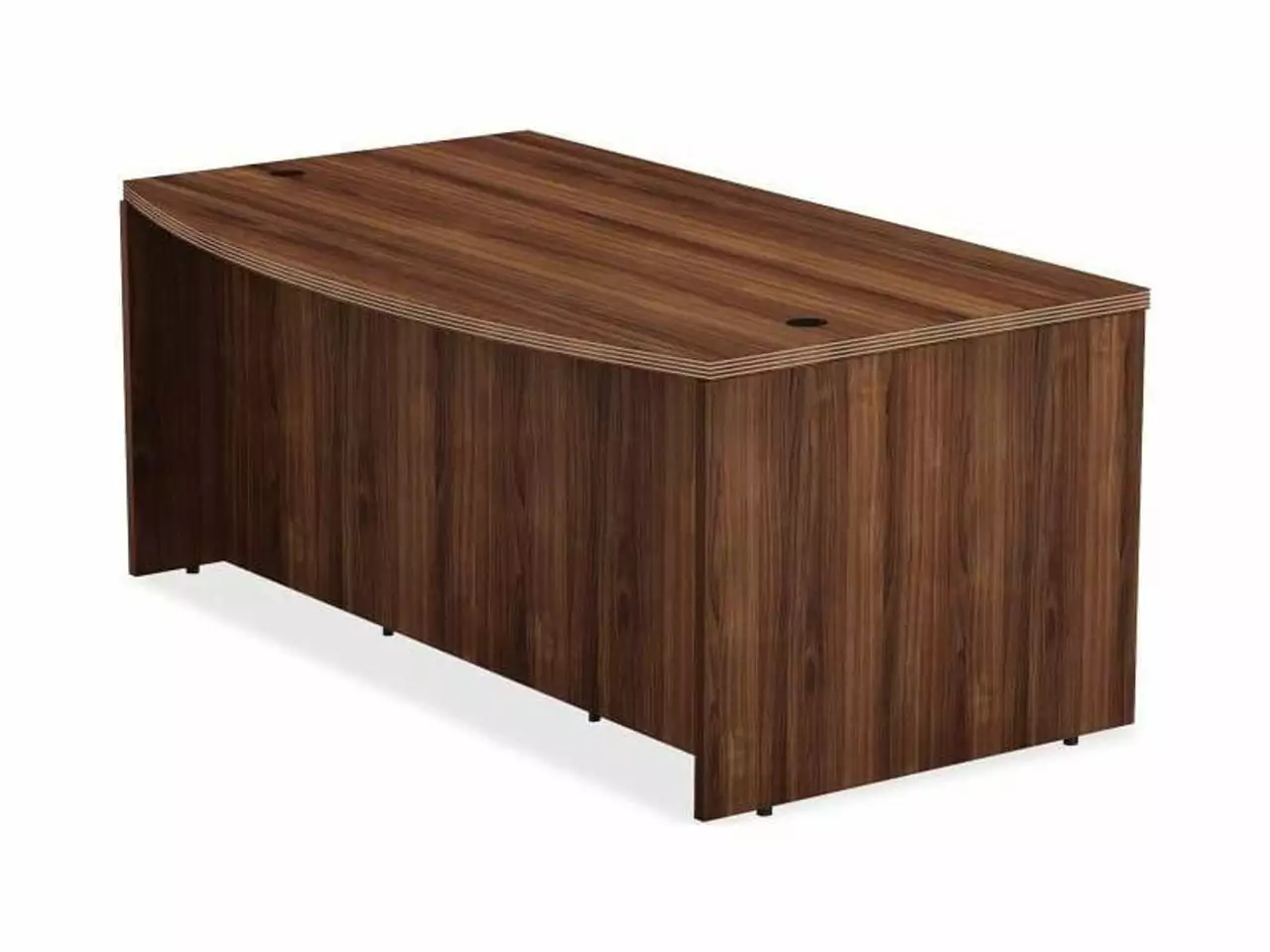 Lorell Bow Desk 1-1/2 Top 36x72x29-1/2 Walnut 34354