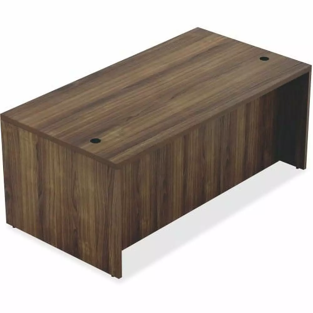 Lorell Chateau Series Walnut Laminate Desking 70.9 x 35.4 x 30 Desk 1.5 Top Reeded Edge